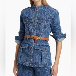 Veronica Beard Blue Paisley Denim Jacket